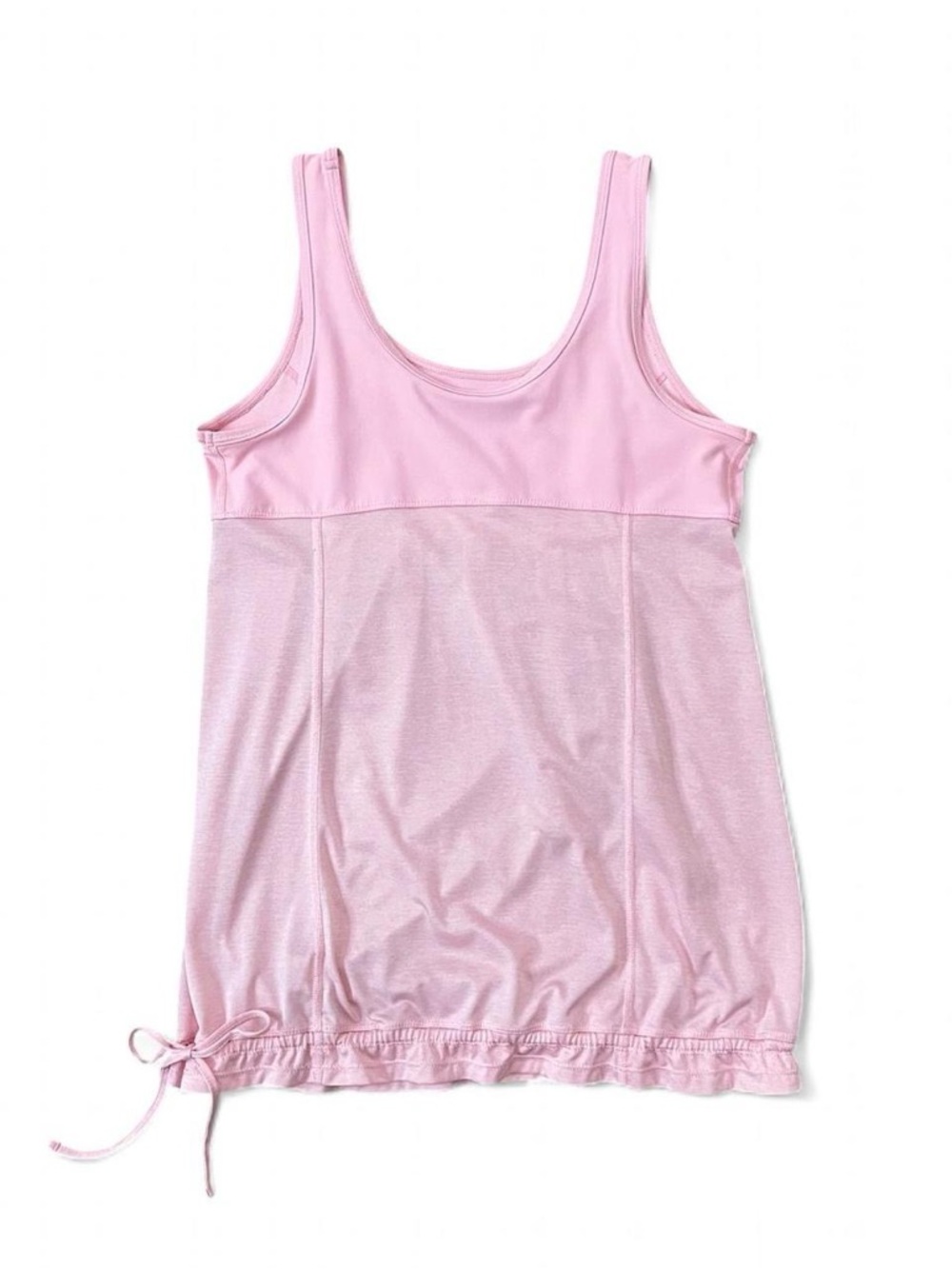 Pink Women's Activewear Stretch Sleeveless Tank Top Drawstring Scoop Neck L